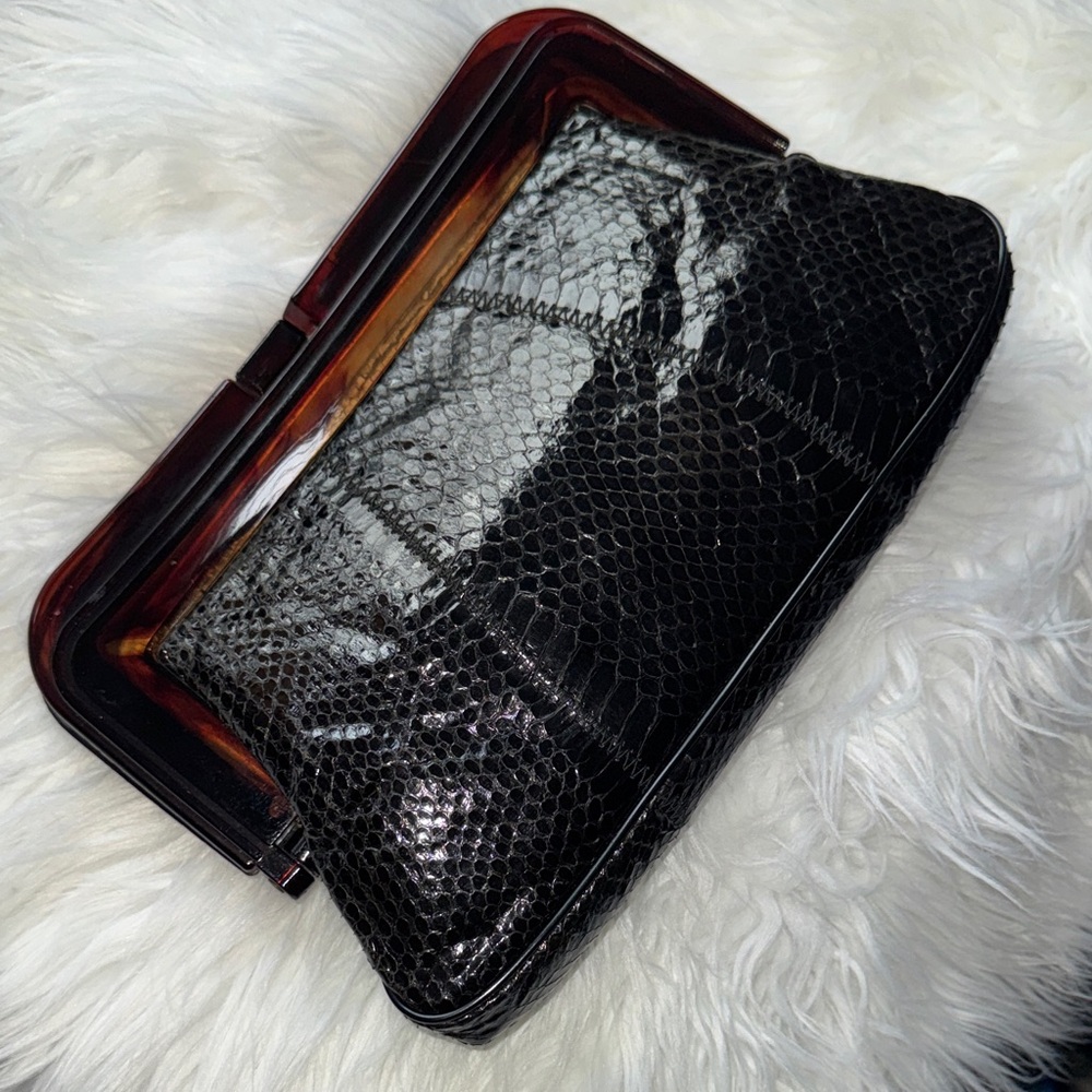 Vintage Luxurious Black Snakeskin Clutch
